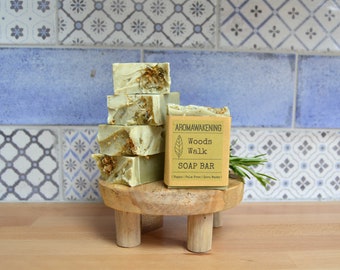 Woods Walk Cold process Soap, Palm free, naturally scented with essential oils, eco body wash 110g