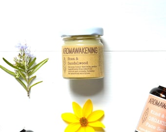 Organic Shea Face Cream Soft Skin Gentle Plant Based Face Care Frankincense or Sandalwood Essential oils