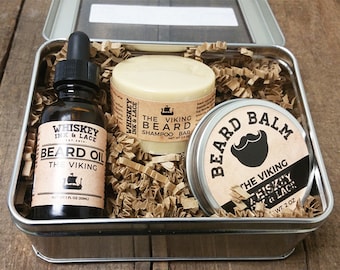 The Viking Beard Kit, Oakmoss & Pine Men's Grooming Kit - Beard Oil, Beard Shampoo Beard Balm, Beard Care Kit Gift for Men Best Husband Gift