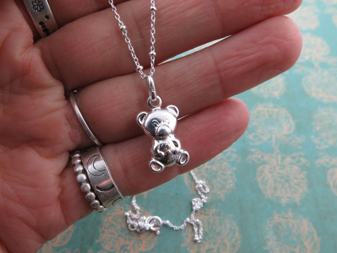 Sterling Silver Teddy Bear Pendant on Silver Chainsmall Necklace for  Hergift Ideasminimalist Jewelrycute Necklacekids Pendantanimal - Etsy