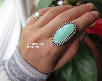 GENUINE statement long oval KINGMAN Turquoise sterling silver large ring|Gift for her|Sagittarius|December birthstone|Made to order|Blue