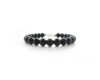 Black Tourmaline gemstone 8mm beaded bracelet|Elegant stackable mens bracelet|Natural, genuine Tourmaline beads|Stacking bracelet|Unisex