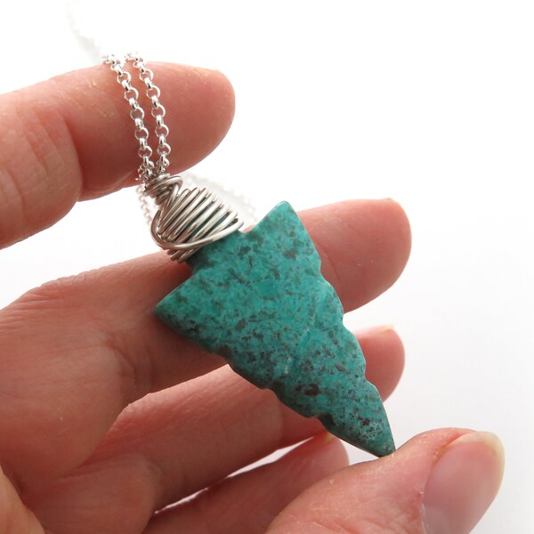 Arrowhead Turquoise men's pendant on stainless steel|December birthstone jewelry|Men's fashion|Stylish father's day gift|Native pendant|His