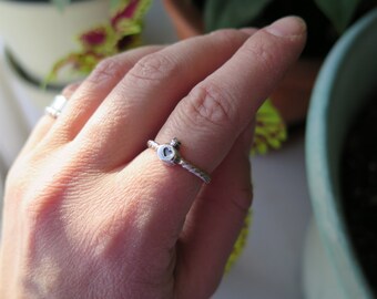 Sterling silver mini potion gemstone rope band ring|Stackable,dainty ring|Minimalist|Gift for her|Stacker|Witchy|OOAK ring|Cute ring for her