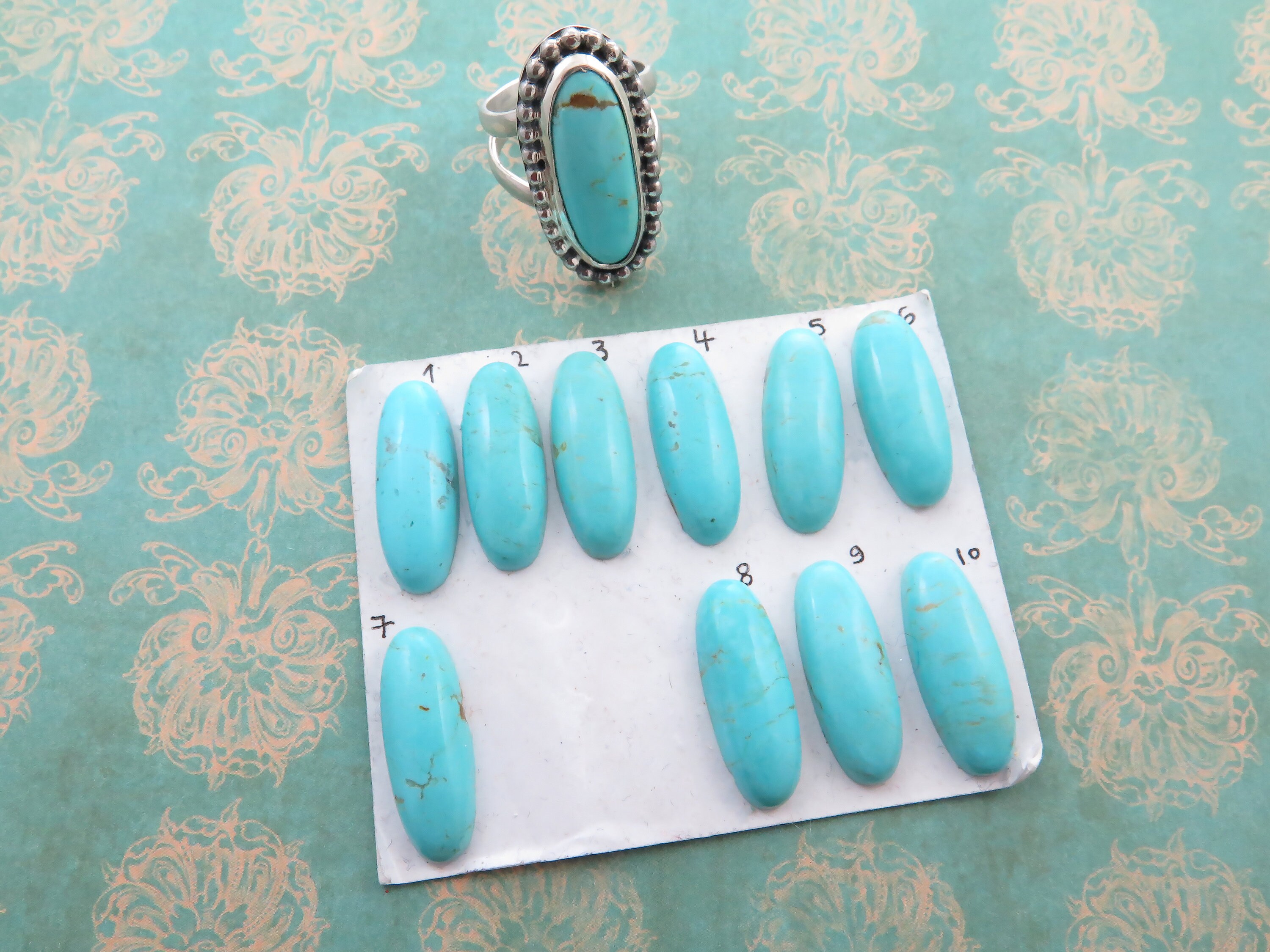 GENUINE Statement Long Oval KINGMAN Turquoise Sterling Silver Medium ...