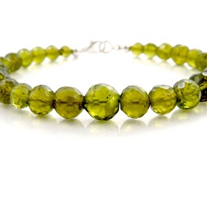 GENUINE Peridot faceted gemstone bracelet for her|Heart chakra healing stone|Prosperity bracelet|NATURAL dark green stone jewelry|Sparkling