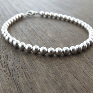 Sterling silver round beads braceletSimple silver beaded braceletGift for herGenuine silver beadsFor herStacking minimalist jewelry image 5