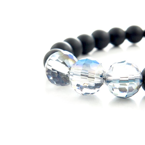 Black Swarovski Crystal Bracelet Etsy