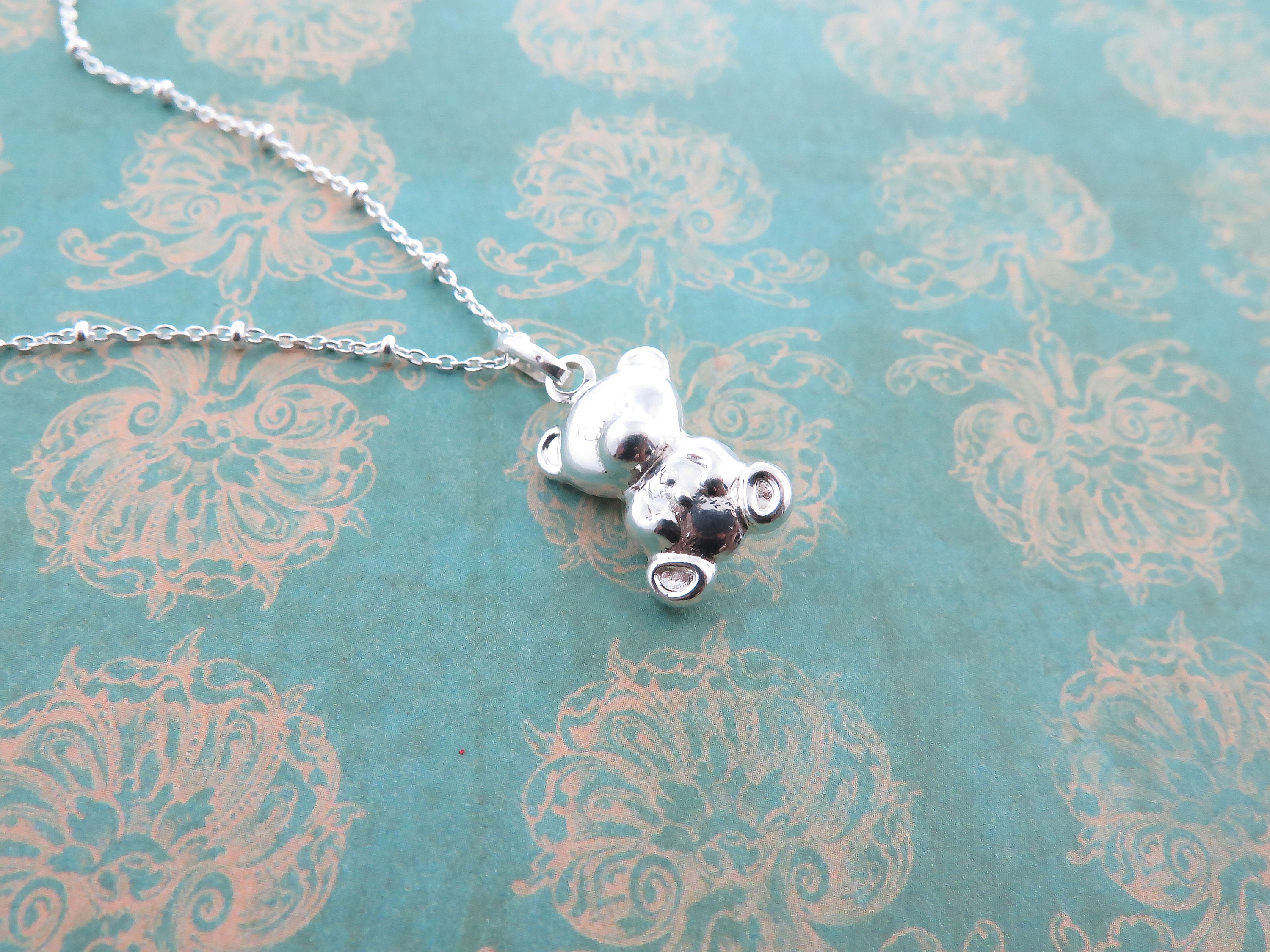 Sterling Silver Teddy Bear Pendant on Silver Chainsmall Necklace for  Hergift Ideasminimalist Jewelrycute Necklacekids Pendantanimal - Etsy