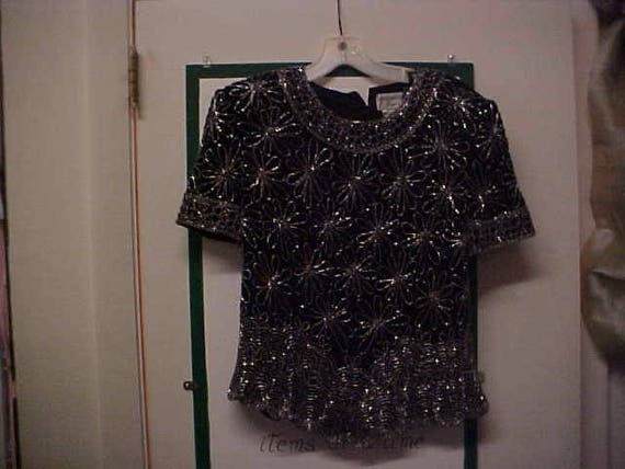 black and silver sequin top