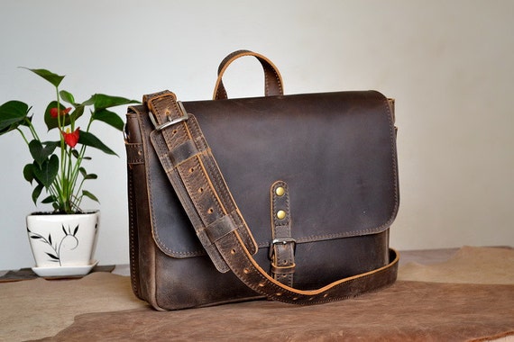 Items similar to Postal / Messenger Bag 13.5inches by Marlondo Leather ...