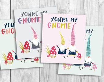 Gnome classroom valentines - printable, funny, kids