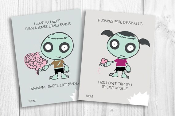 Zombie Valentines Printable Funny Valentine | Etsy