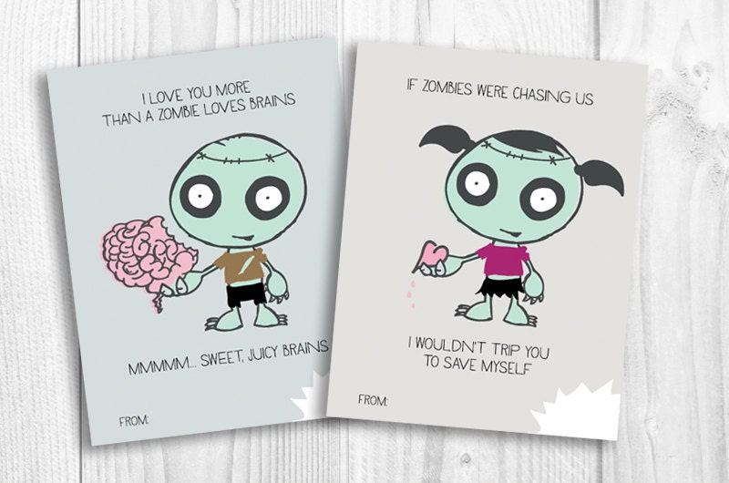 Zombie Valentines Printable Funny Valentine Etsy