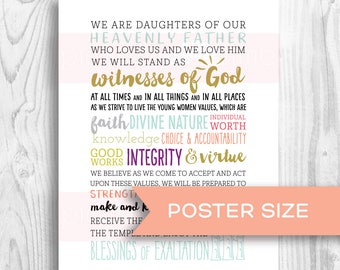 LDS Young Women Motto poster size - 2018 Mutual Theme - Peace in Christ