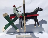 Whirligig with a man driving a sulky pulled by a horse. Great Paint, look, unusual folk art piece. (Offers Considered).