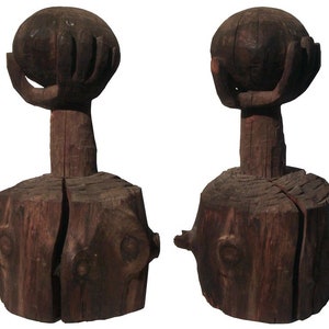 A great African-American carving, very large and striking, of a hand holding up an egg. Unusual Folk Art Carving. (Offers Considered)