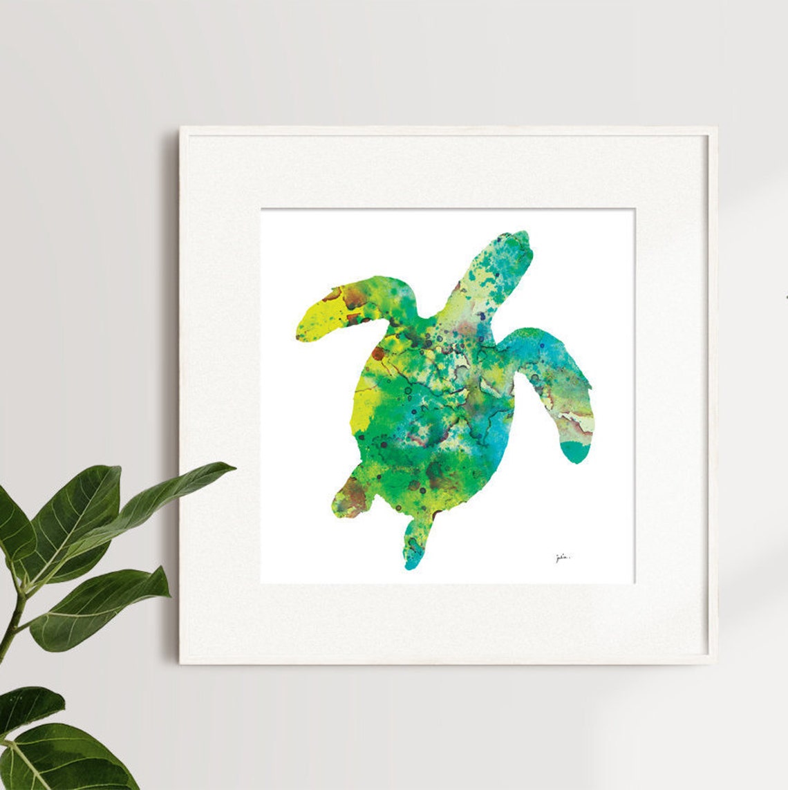 Green Sea Turtle Art Watercolor Painting Sea Prints 8x10 | Etsy