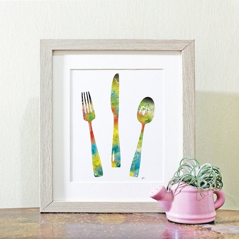 Kitchen Art Colorful Watercolor Painting 5x7 Archival Print | Etsy