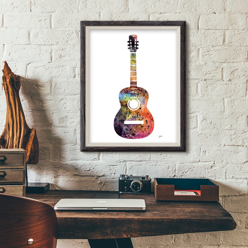 Red Guitar Art Watercolor Painting 8x10 Archival Print | Etsy