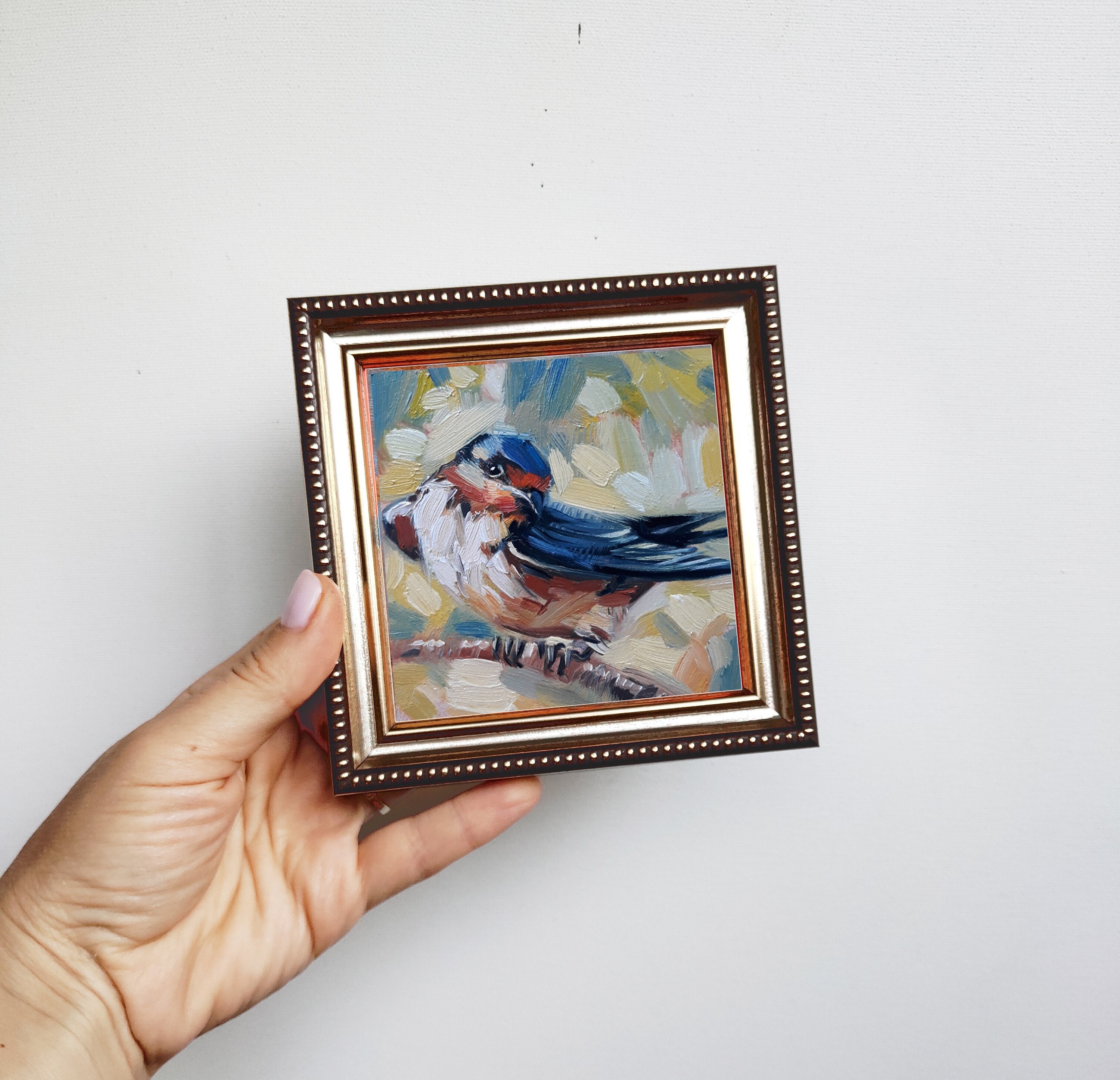 油絵　専用　変わった鳥とわんこの出会い　つばめさんも一緒　他計2枚セット ?media_id=3294519778227428504