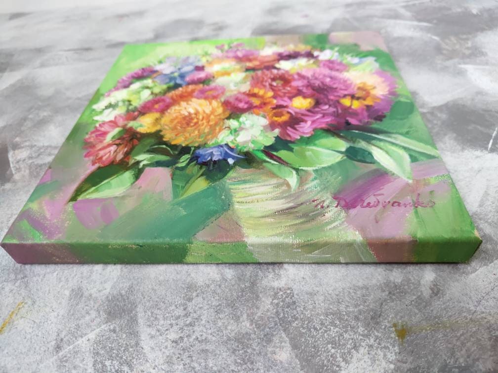 Bridal flowers portrait painting canvas original art Custom | Etsy