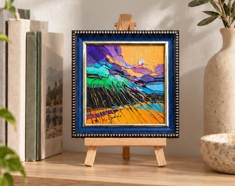 Bring Home a Little Wonder - Artwork Shelf Decor for House Owner, Original Oil Painting 4x4", Small Art Framed Gift for New Apartment