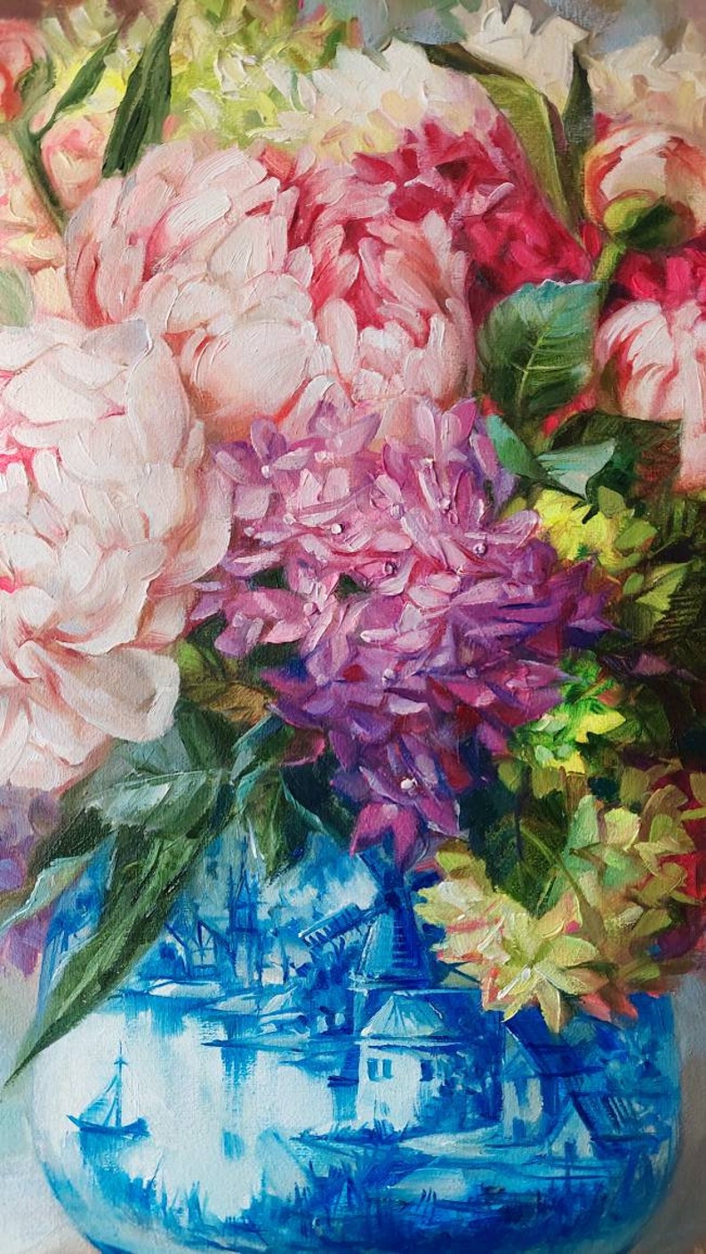 Extra Large Floral Oil Paintings on Canvas Original Hydrangea Etsy