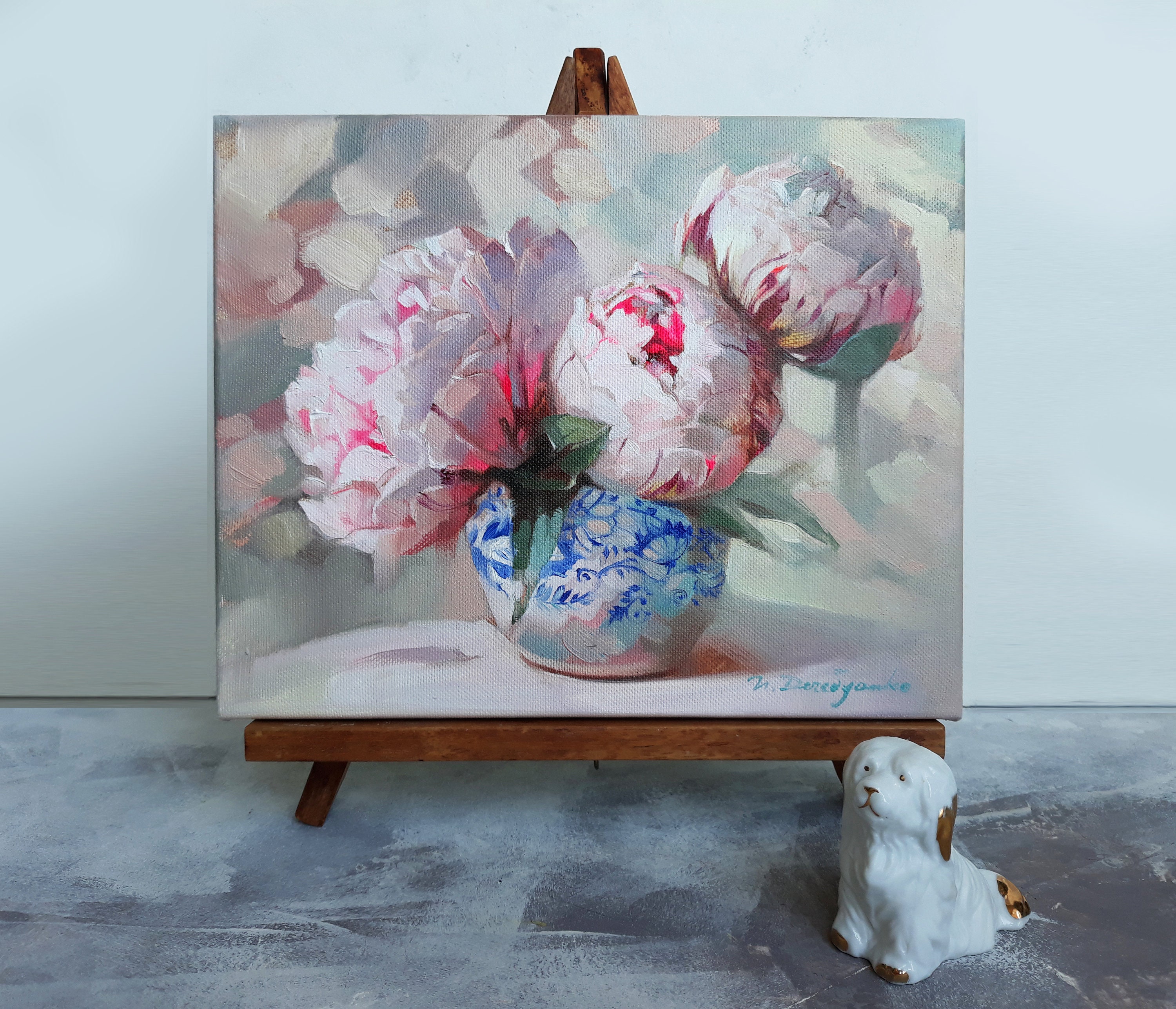 Peony Flowers Oil Painting Canvas Original Art Floral - Etsy Australia