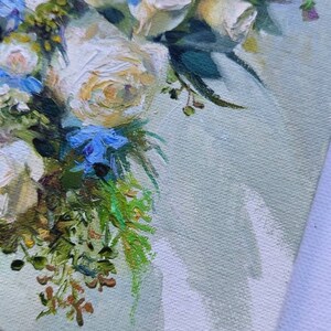 Bridal Bouquet Painting From Photo, Wedding Rose Flowers Portrait Oil ...
