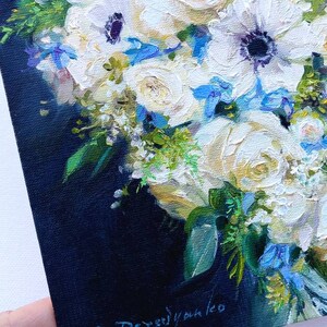 Bridal Bouquet Painting From Photo, Wedding Rose Flowers Portrait Oil ...