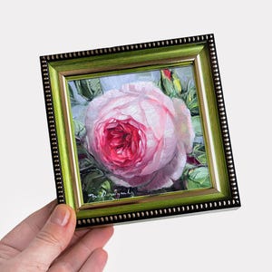 Rose flower oil painting original art, Floral painting rose artwork impressionist, Birthday gift for women