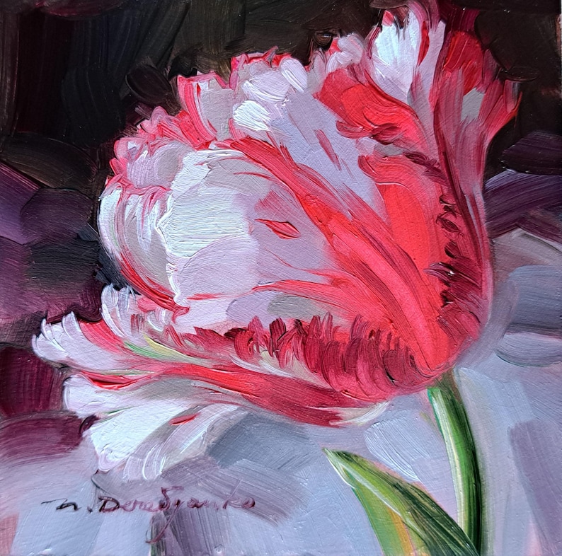 original-oil-painting-tulip-flower-art-framed-floral-wall-decor-4x4