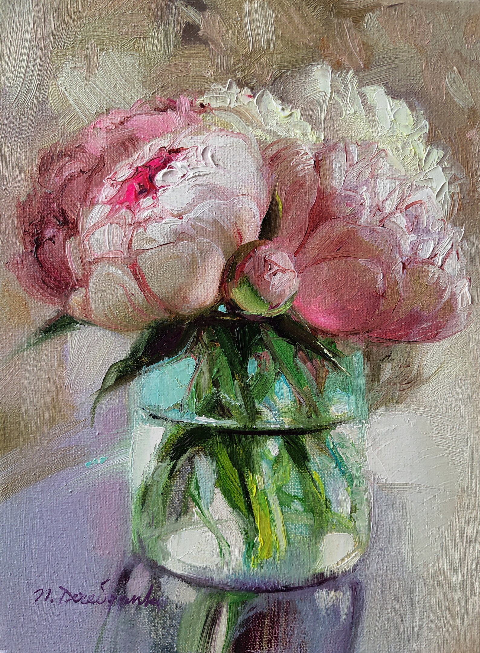 Peony pink floral wall art painting original Framed peony Etsy