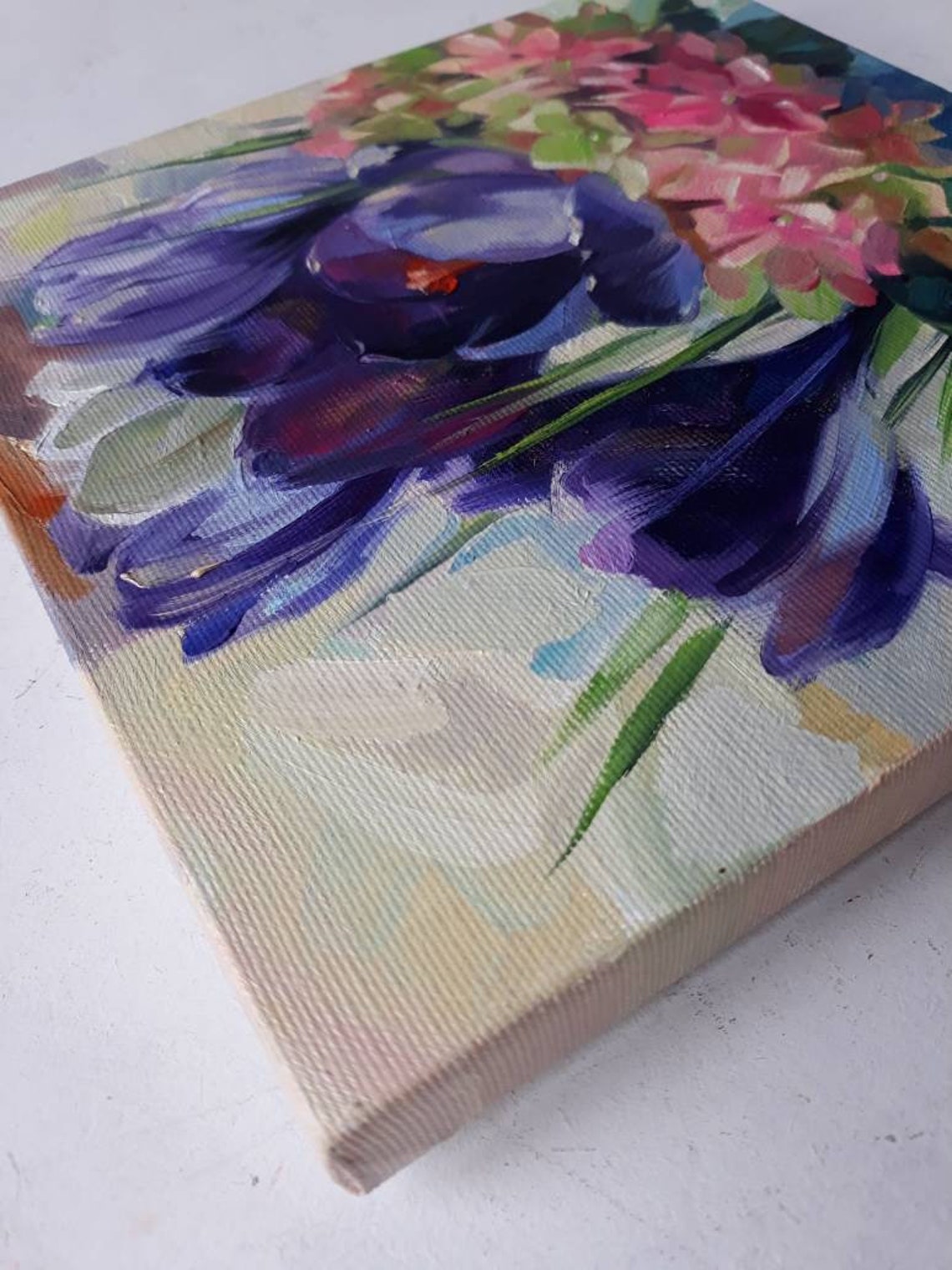 Purple Flower Painting Original Oil Art Floral Oil Painting - Etsy