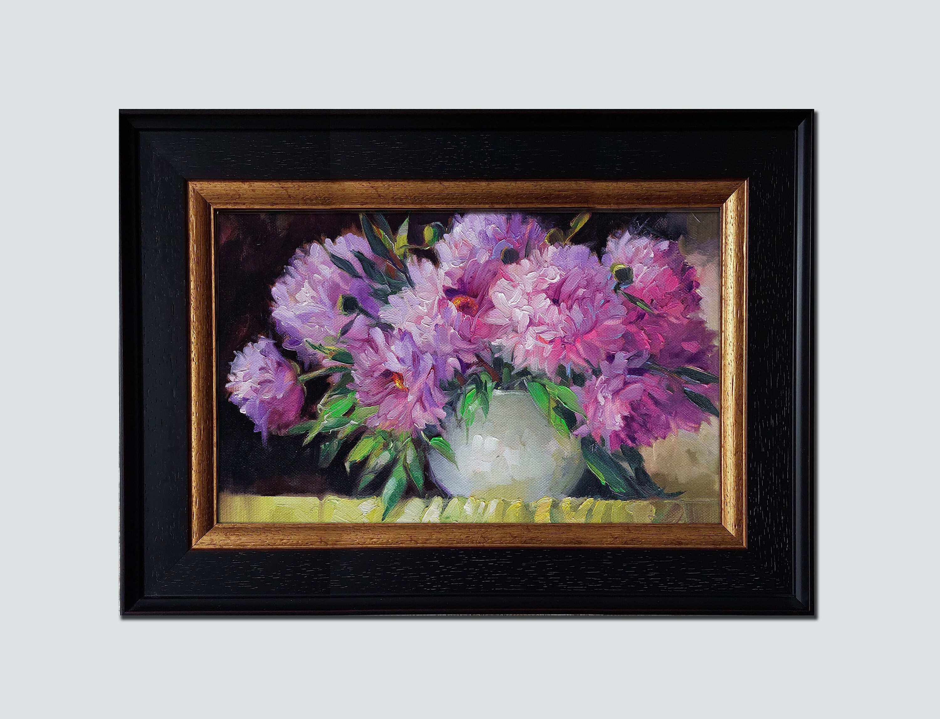 Purple Peony Flowers Painting Canvas photo