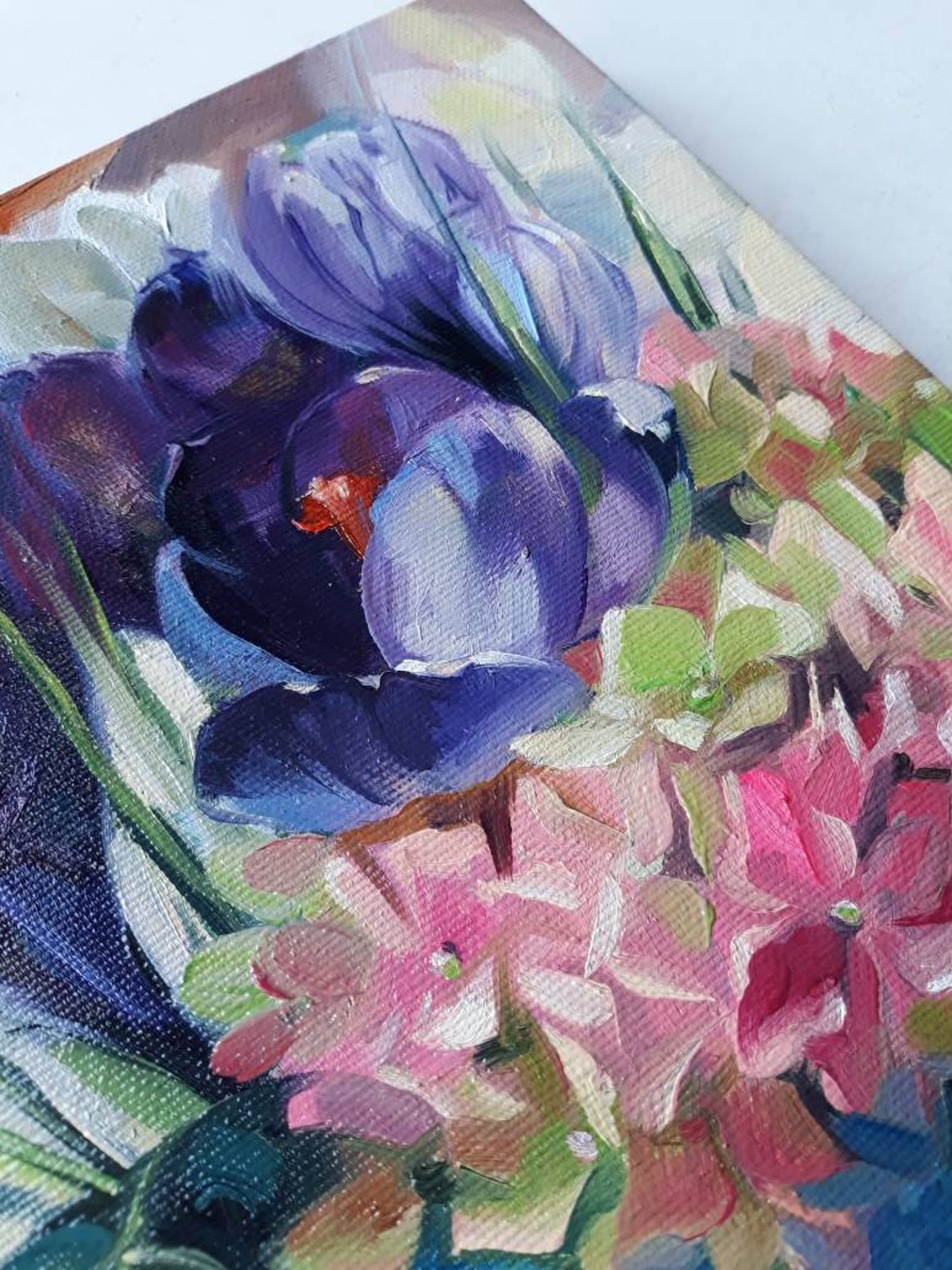 Purple Flower Painting Original Oil Art Floral Oil Painting - Etsy