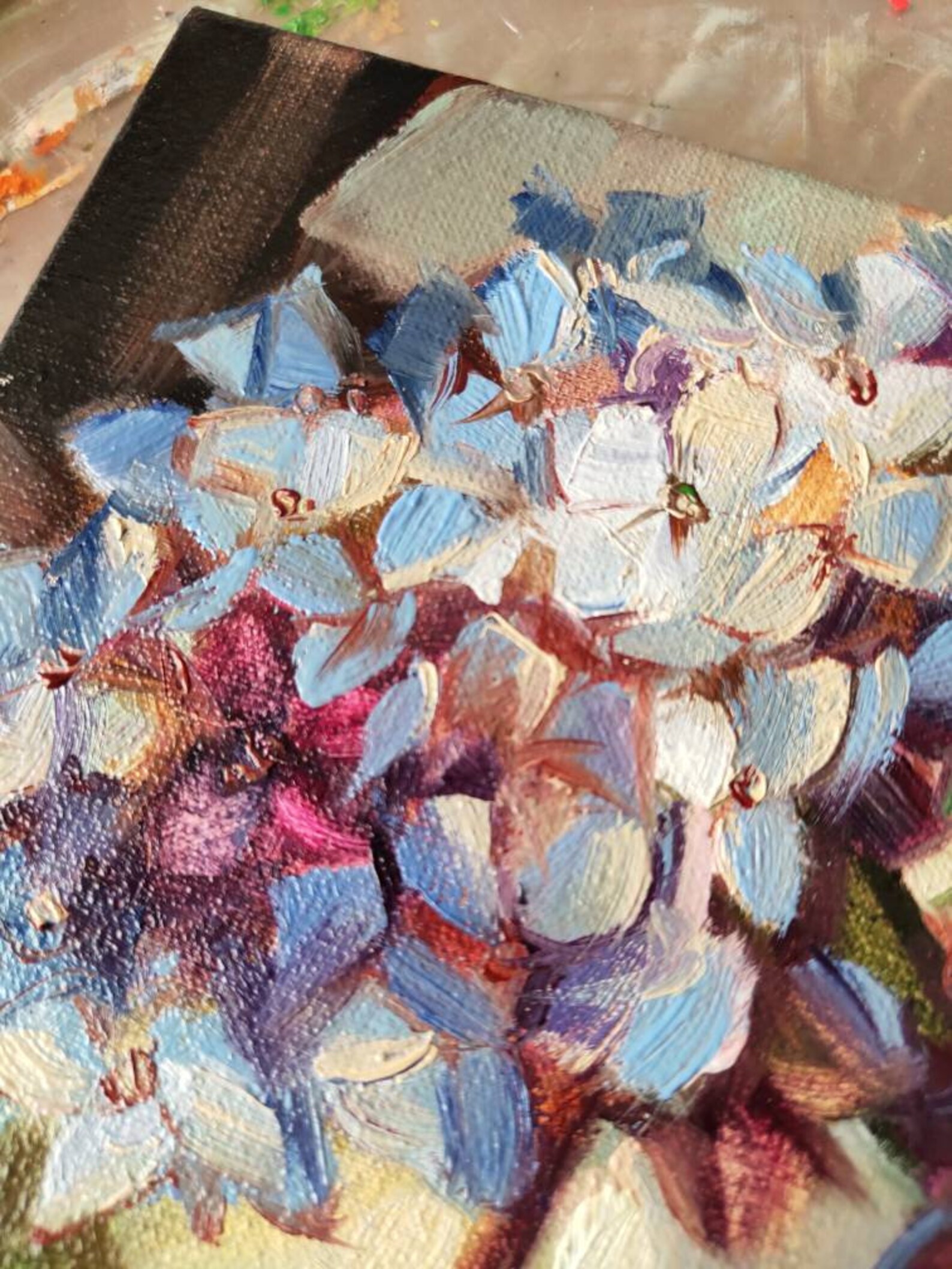 Hydrangea Flower Oil Painting Original, Floral Painting on Canvas ...