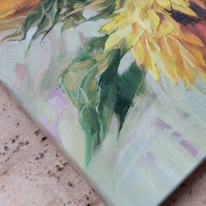 Sunflowers Floral Oil Painting Original 12x12 Inch, Mom Gift From ...
