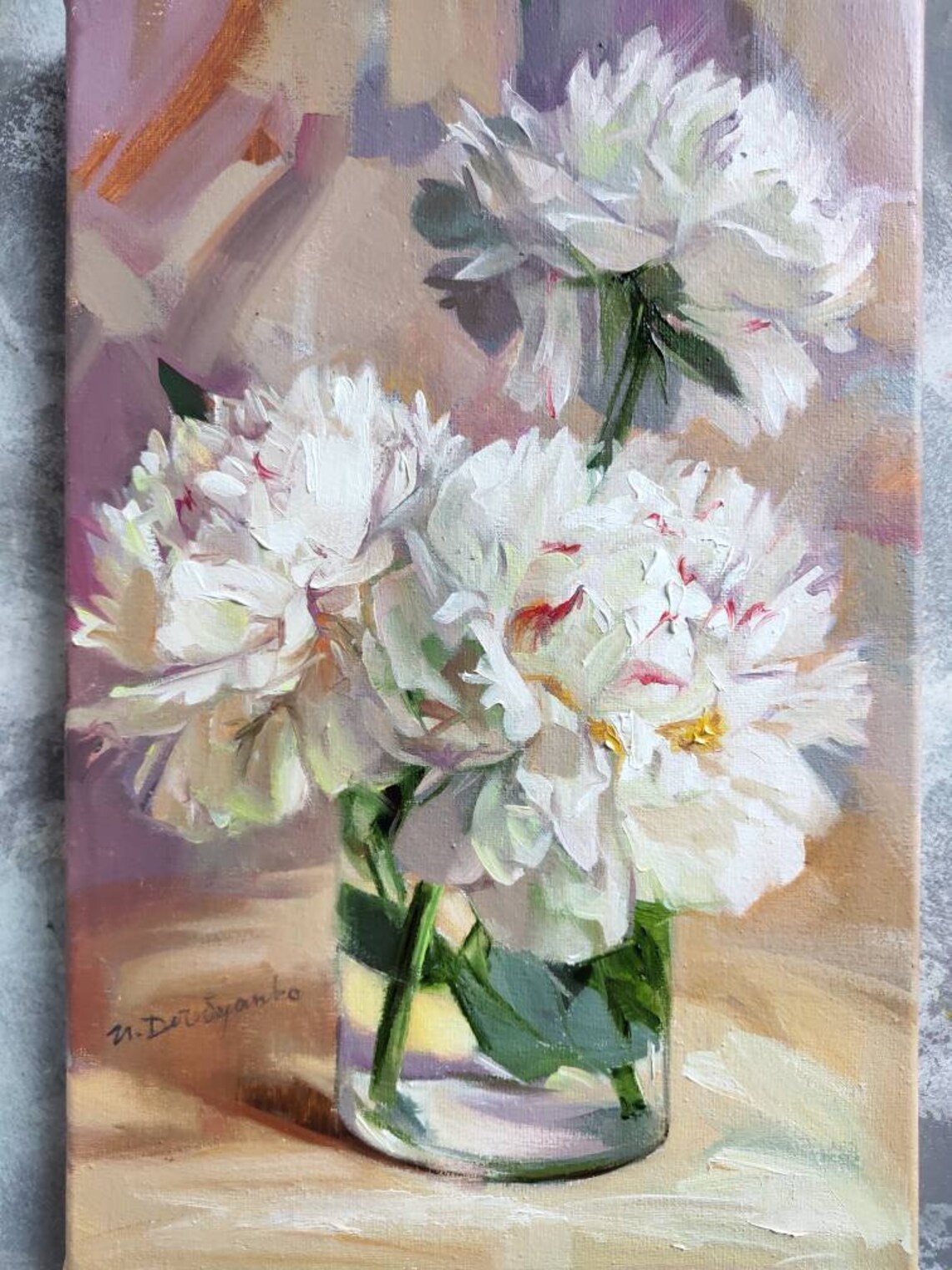 White Peony Art Painting Original Flowers Oil Painting on - Etsy India