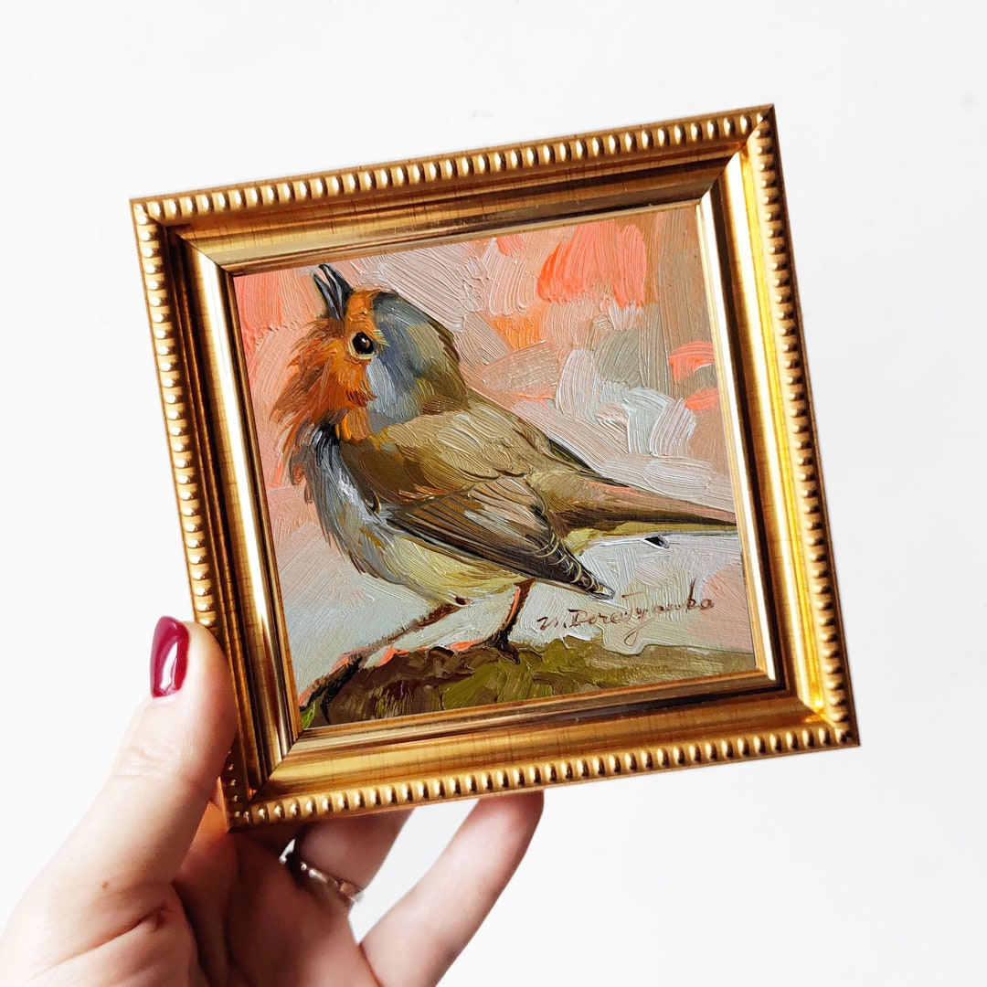 Melody Jane Miniatura Quadretto Con Pettirosso – Cornice Noce – Accessorio Per Casa Delle Bambole Scala 1:12 - 2