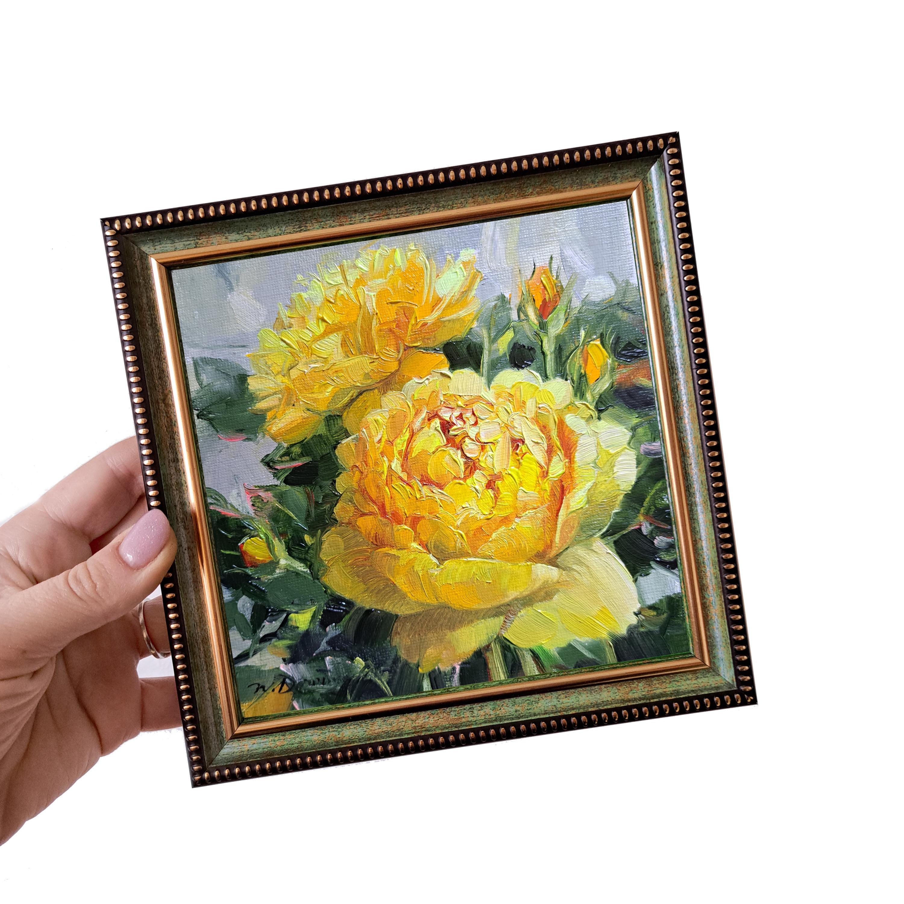 華やかな彩りをあなたのお部屋に！薔薇の油絵特別価格で出品中！ 楽天市場】油彩画 F6号 千賀節子 「赤薔薇」 真筆 額入り 額装