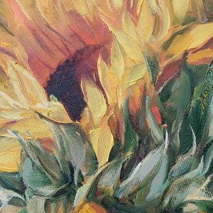 Sunflowers Floral Oil Painting Original 12x12 Inch, Mom Gift From ...