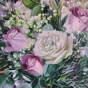 Bridal Bouquet Painting From Photo, Wedding Flowers Portrait Oil ...