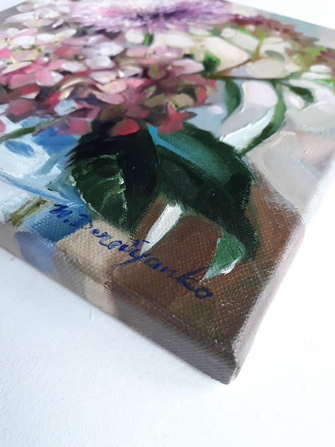 Purple Flower Oil Painting Original Art Floral Painting, Hydrangea ...