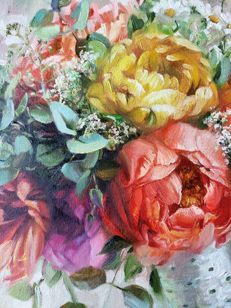 Bridal Flowers Portraits Painting Canvas Original Art Custom Etsy