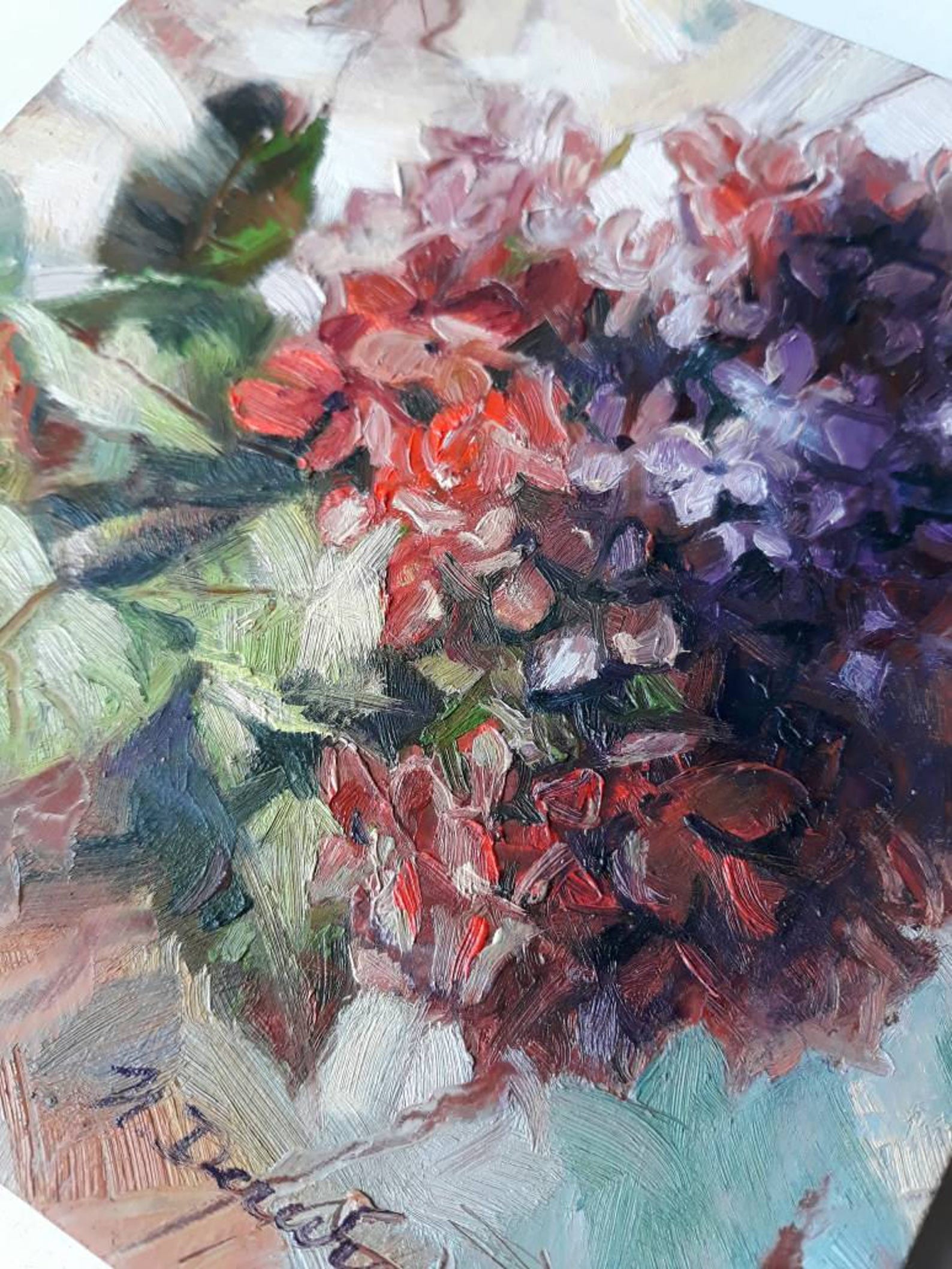 Hydrangea Painting Original on Wood, Oil Painting Original Flowers ...