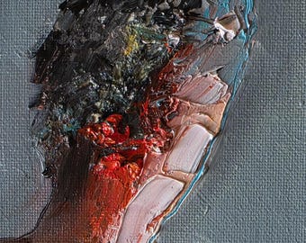 Faceless Man Original Oil Painting on Canvas 4x6 in, Abstract Person Portrait Art