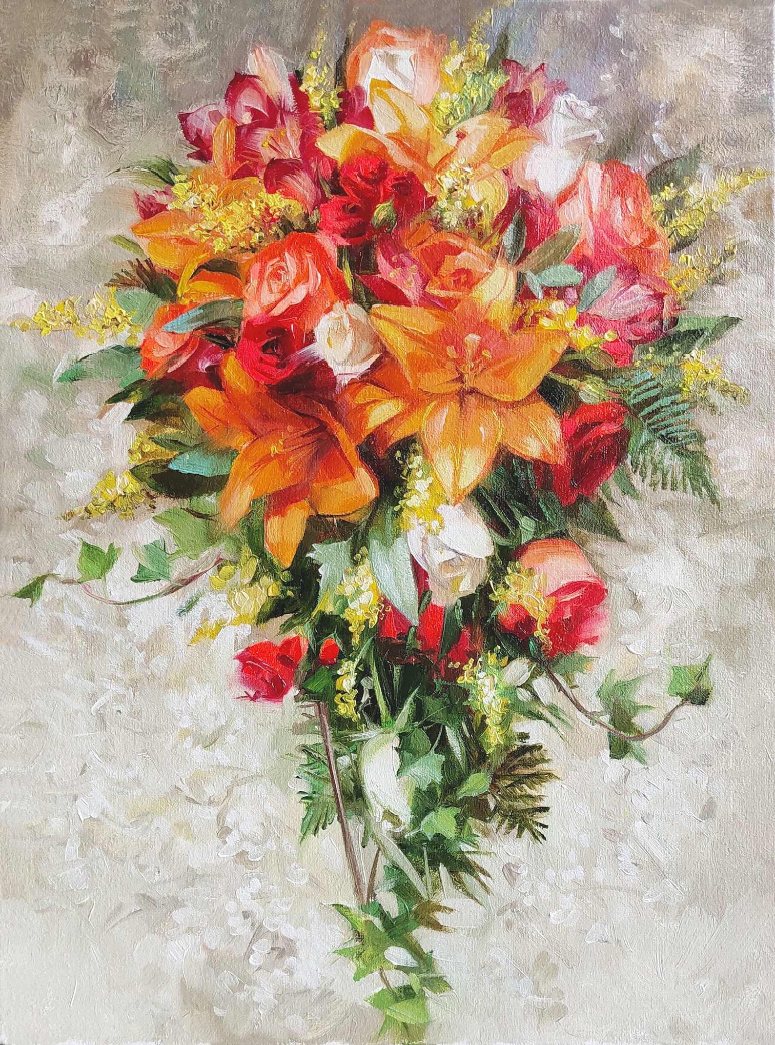 Custom Wedding Bouquet Painting Canvas Personalized Floral Etsy