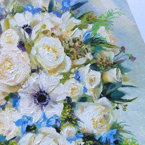 Bridal Bouquet Painting From Photo, Wedding Rose Flowers Portrait Oil ...